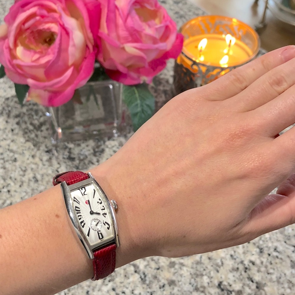 Michele watch with 12 MM red band.